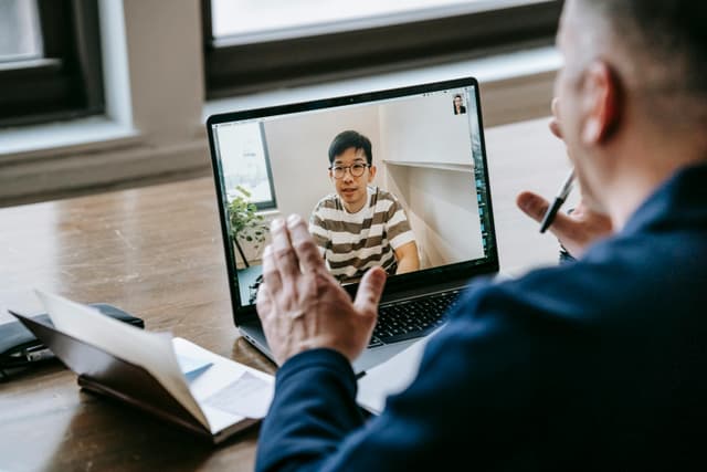 Educator on a video call with a student
